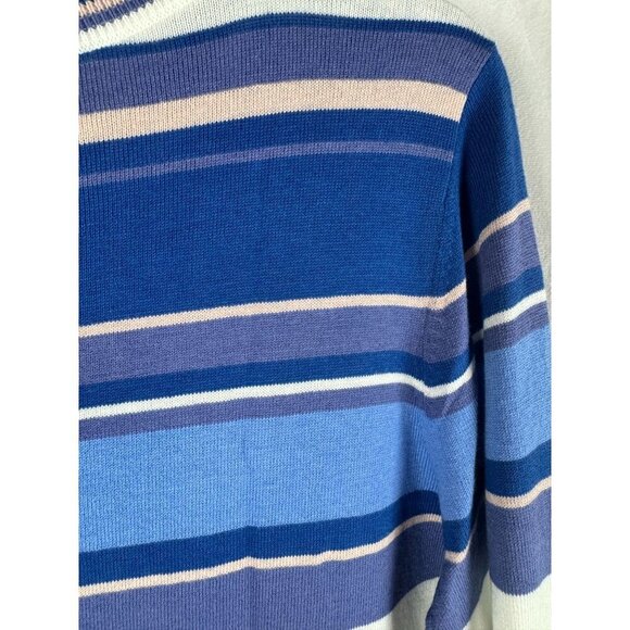 Halogen Womens Blue Striped Long Sleeve Sweater X1 Cotton/Viscose Blend - Picture 6 of 7